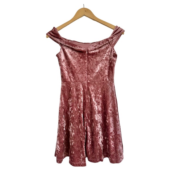Lulu's Season of Fun Dusty Mauve Velvet Off-the-Shoulder Skater Mini Dress Small - Picture 13 of 16